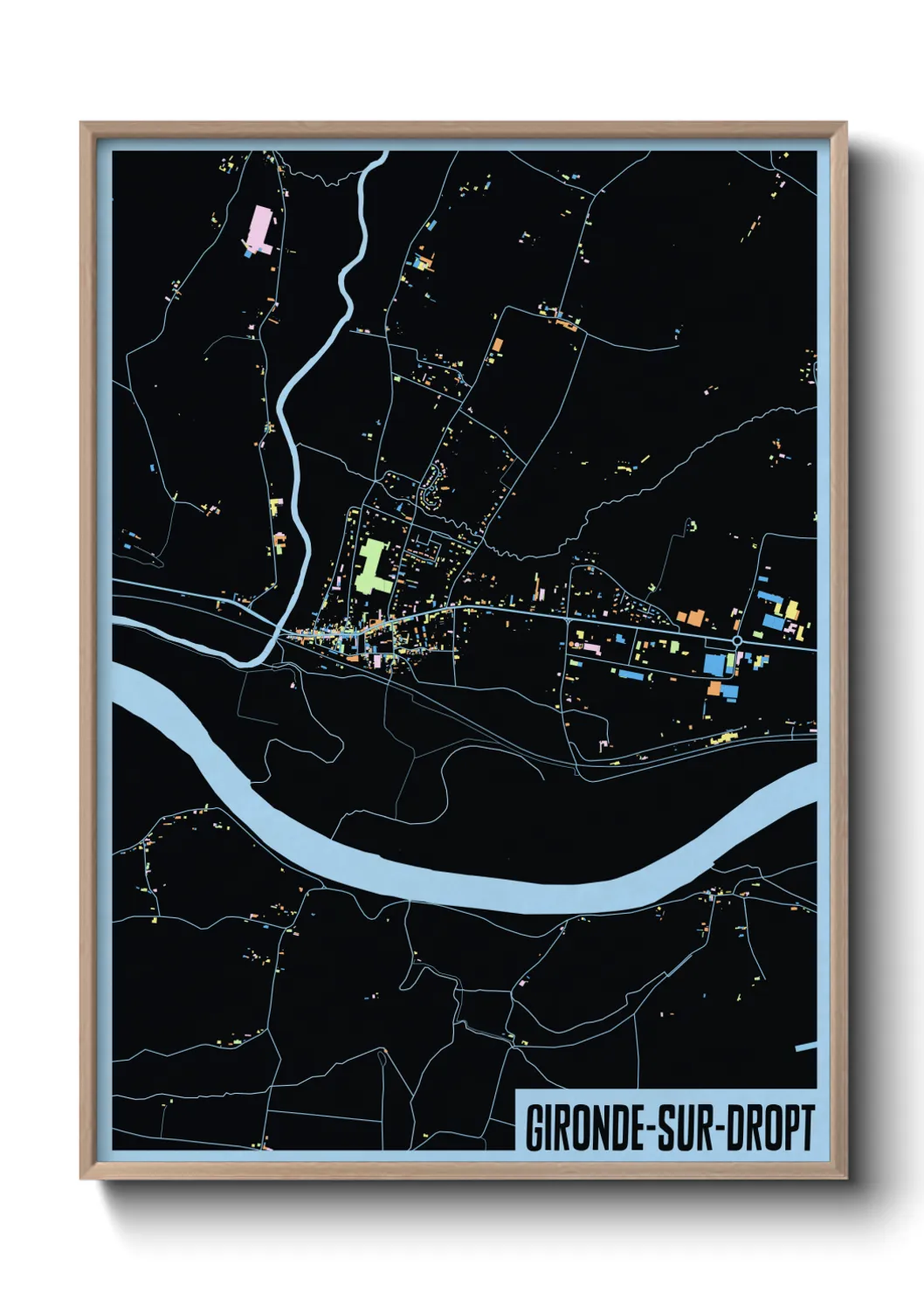 Une affiche de carte sur Gironde-sur-Dropt