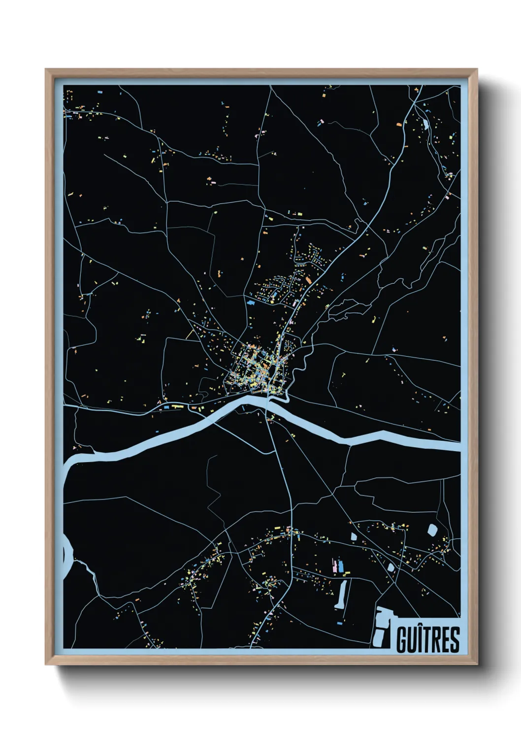 Une affiche de carte sur Guîtres