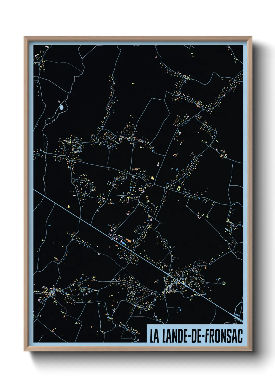 Une affiche de carte sur La Lande-de-Fronsac