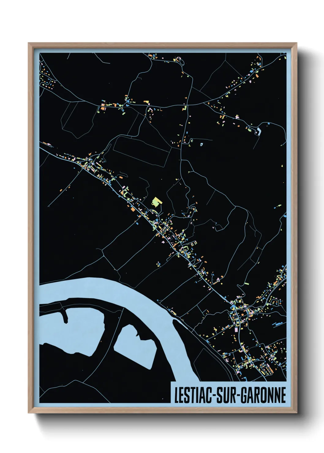 Une affiche de carte sur Lestiac-sur-Garonne