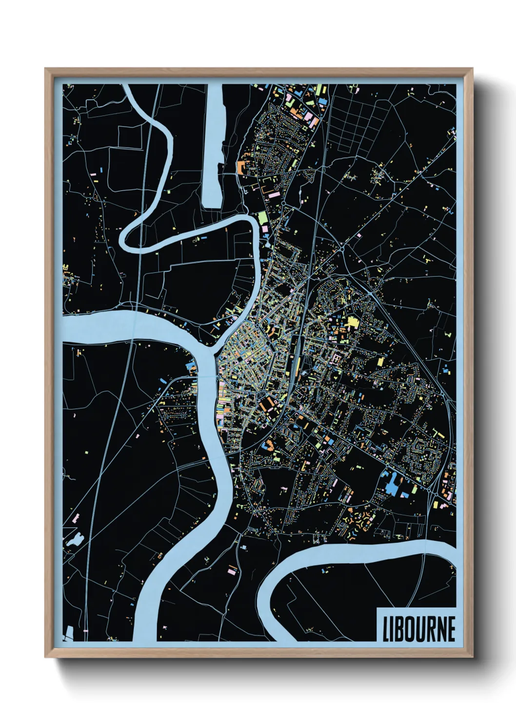 Une affiche de carte sur Libourne