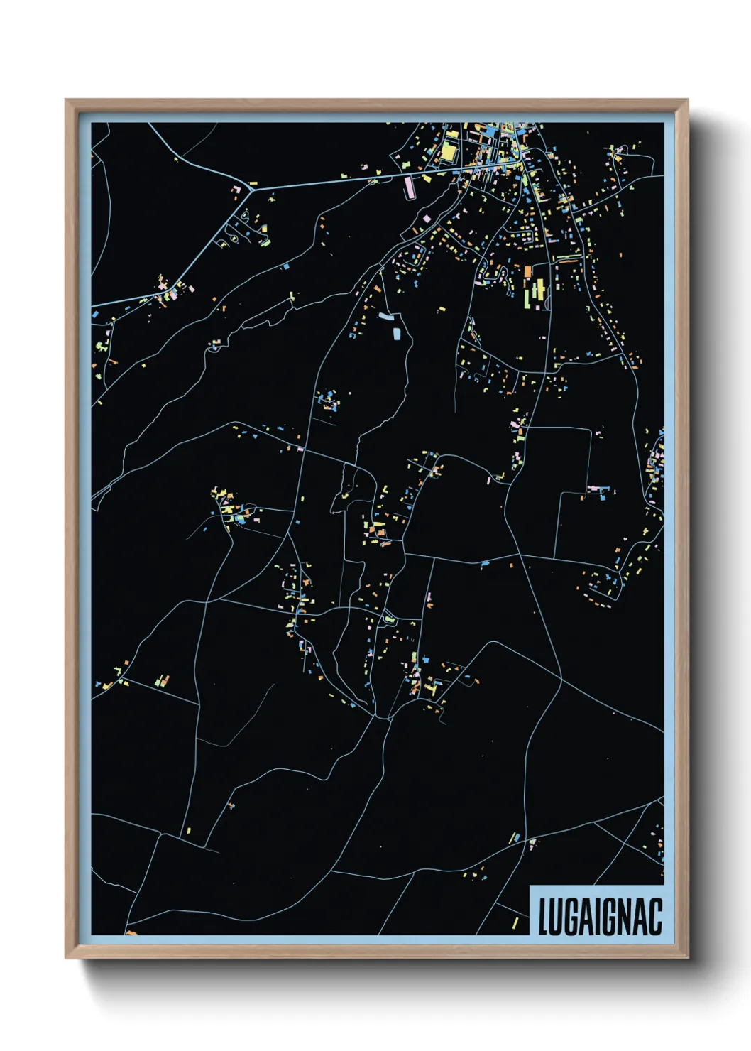 Une affiche de carte sur Lugaignac