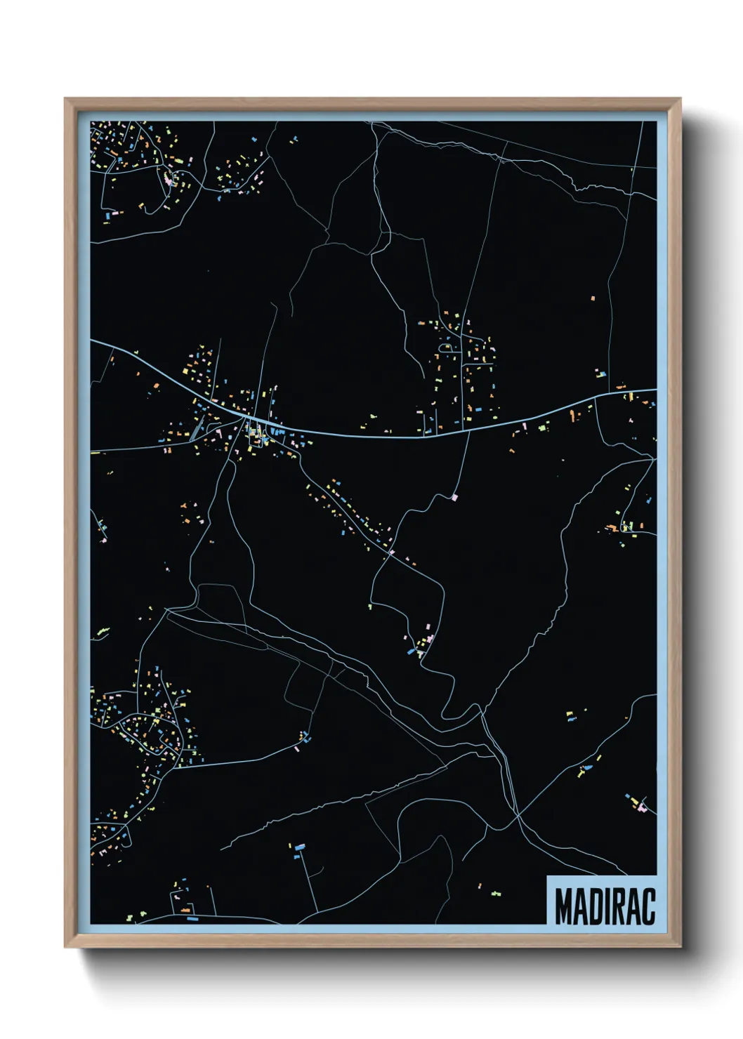 Une affiche de carte sur Madirac