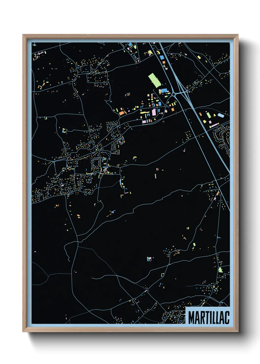 Une affiche de carte sur Martillac