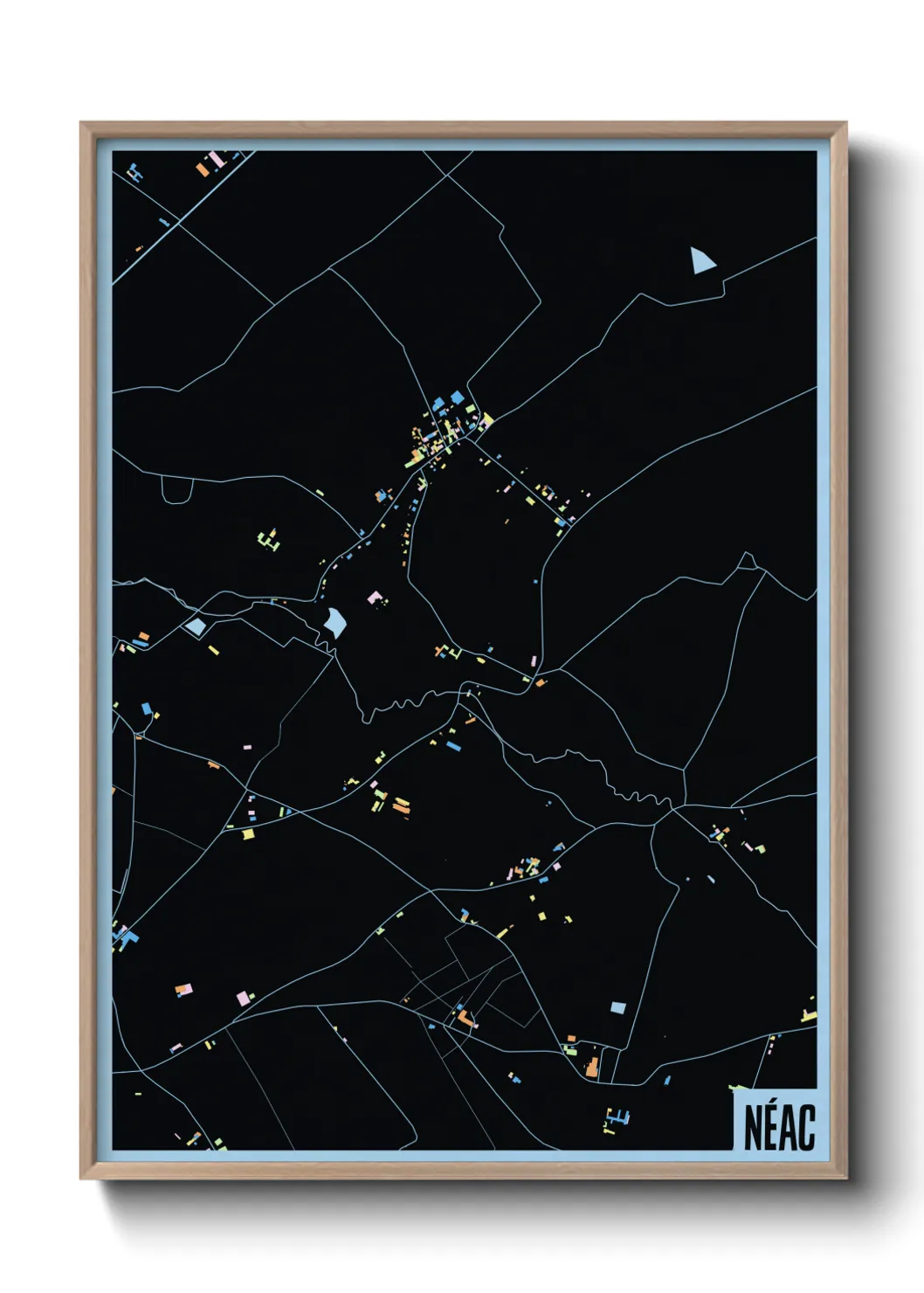 Une affiche de carte sur Néac