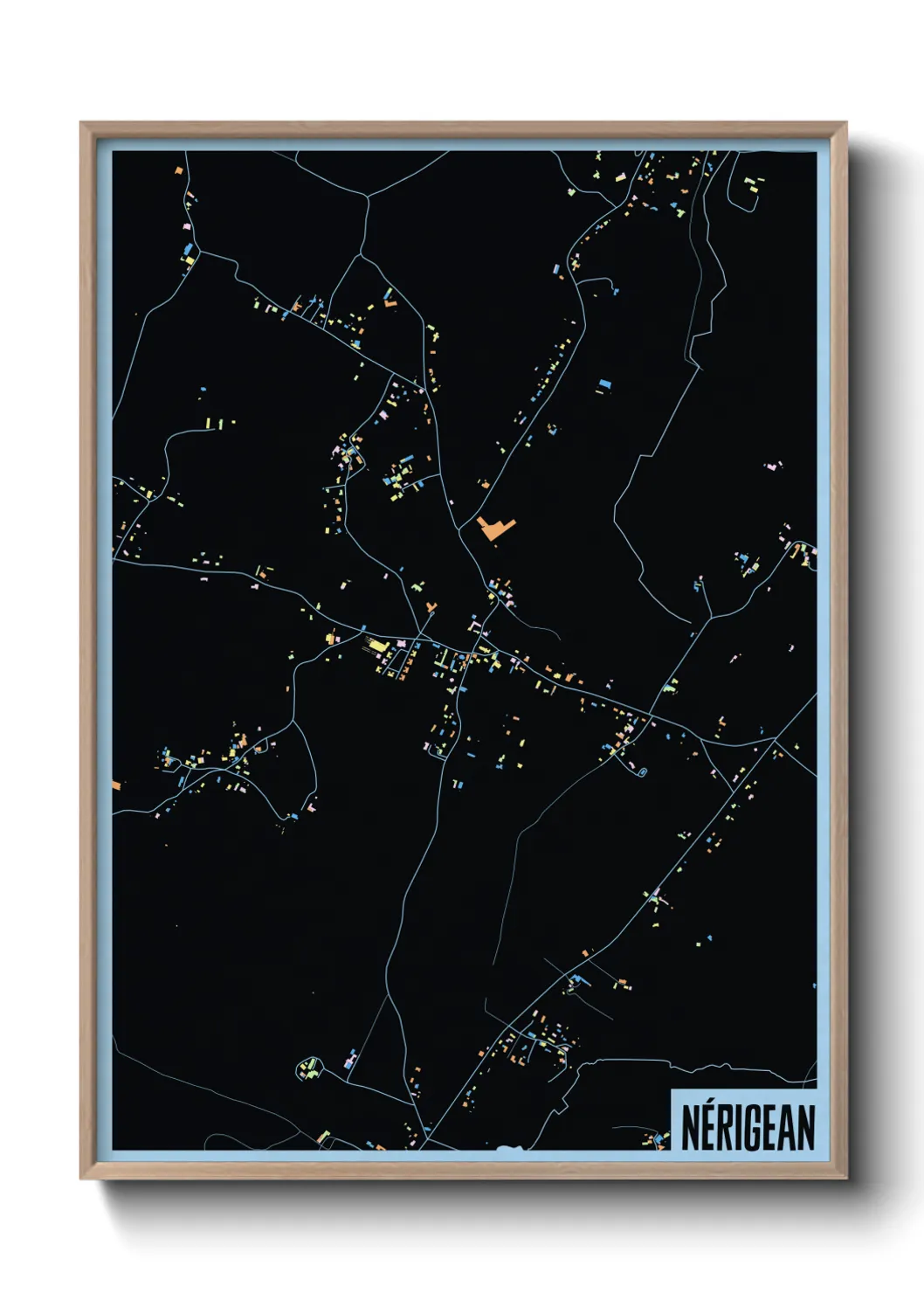 Une affiche de carte sur Nérigean
