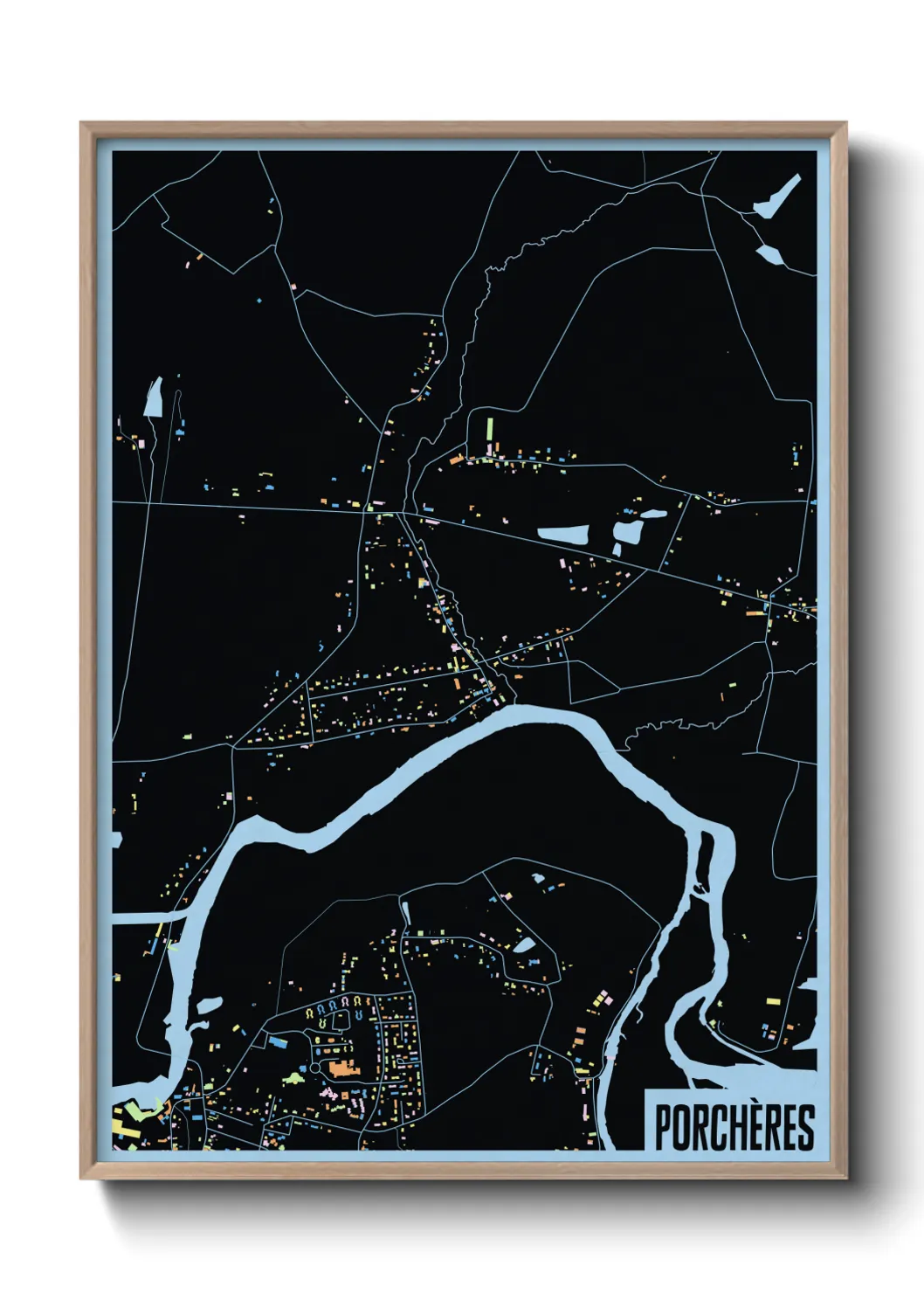 Une affiche de carte sur Porchères