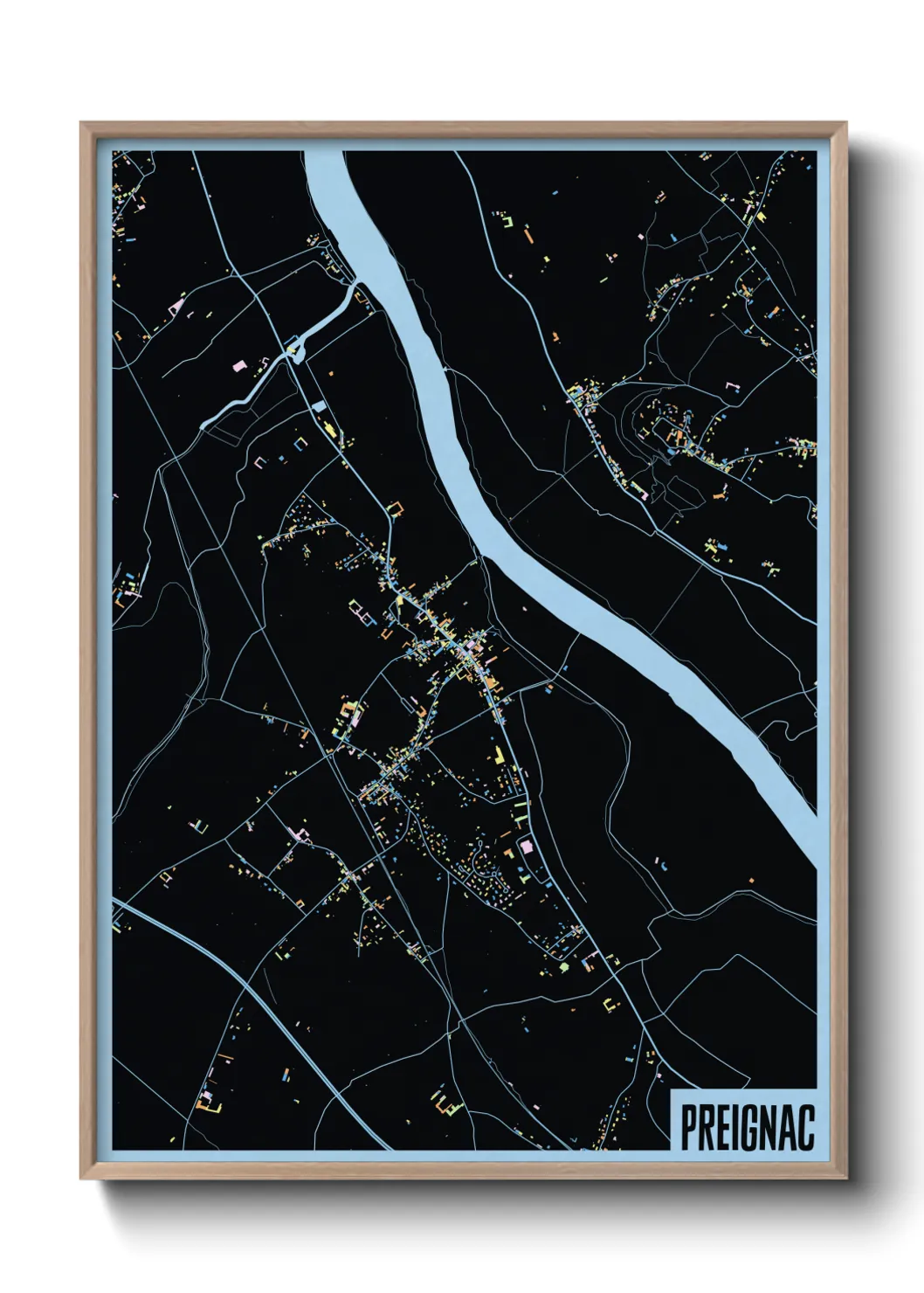 Une affiche de carte sur Preignac