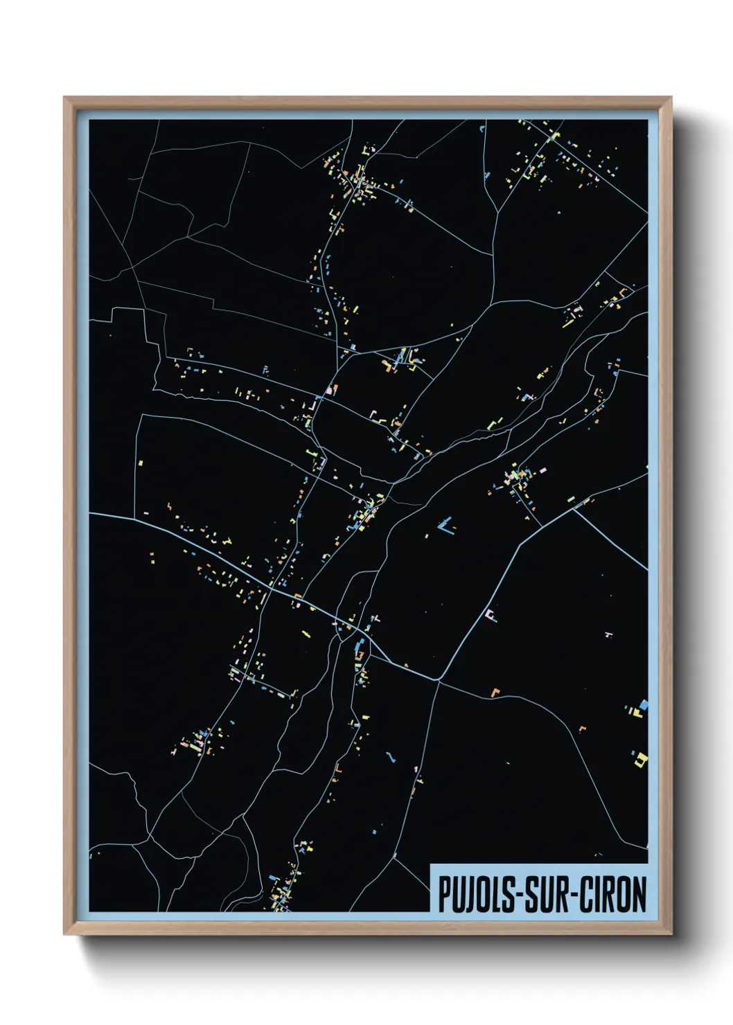 Une affiche de carte sur Pujols-sur-Ciron