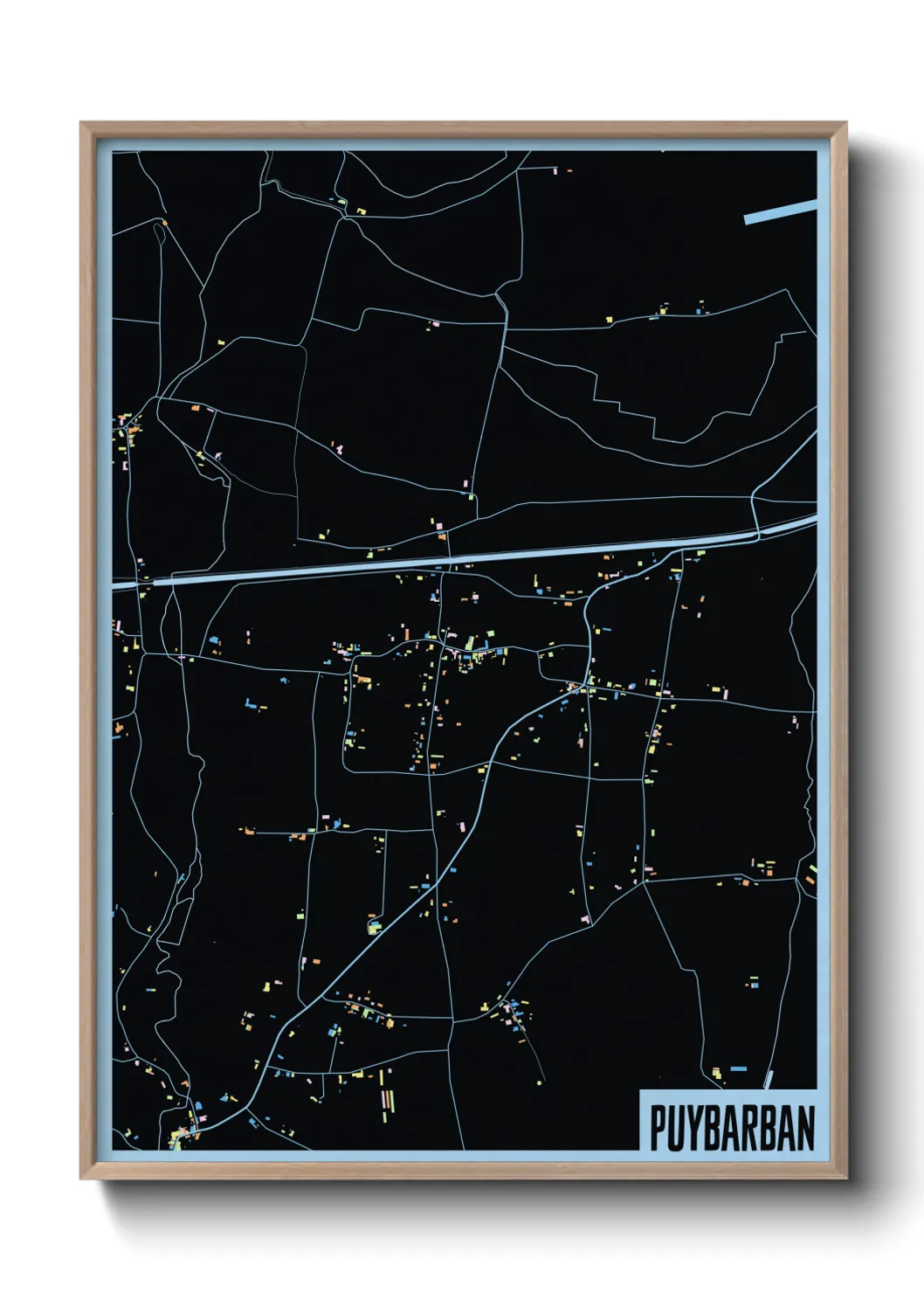 Une affiche de carte sur Puybarban