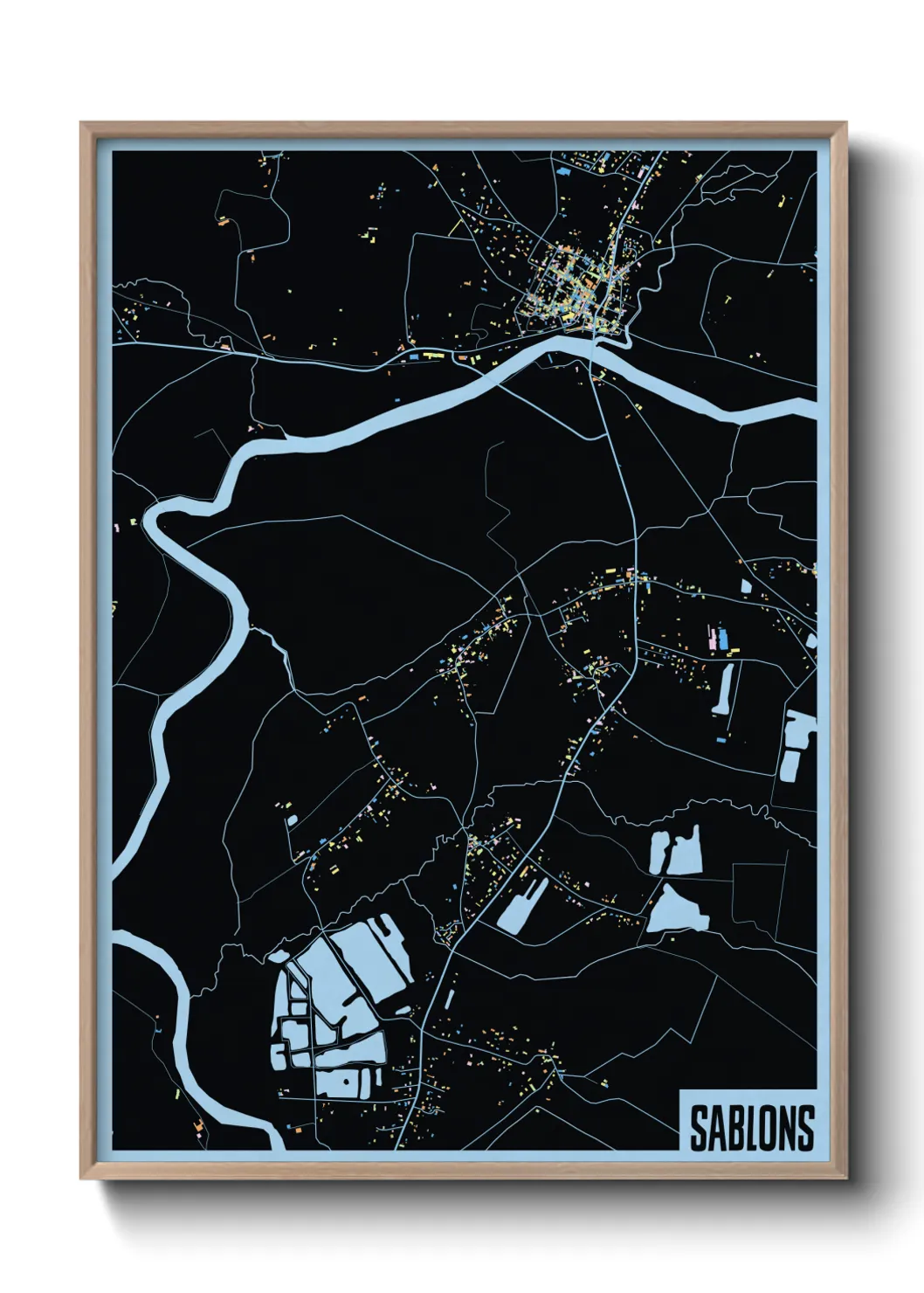 Une affiche de carte sur Sablons