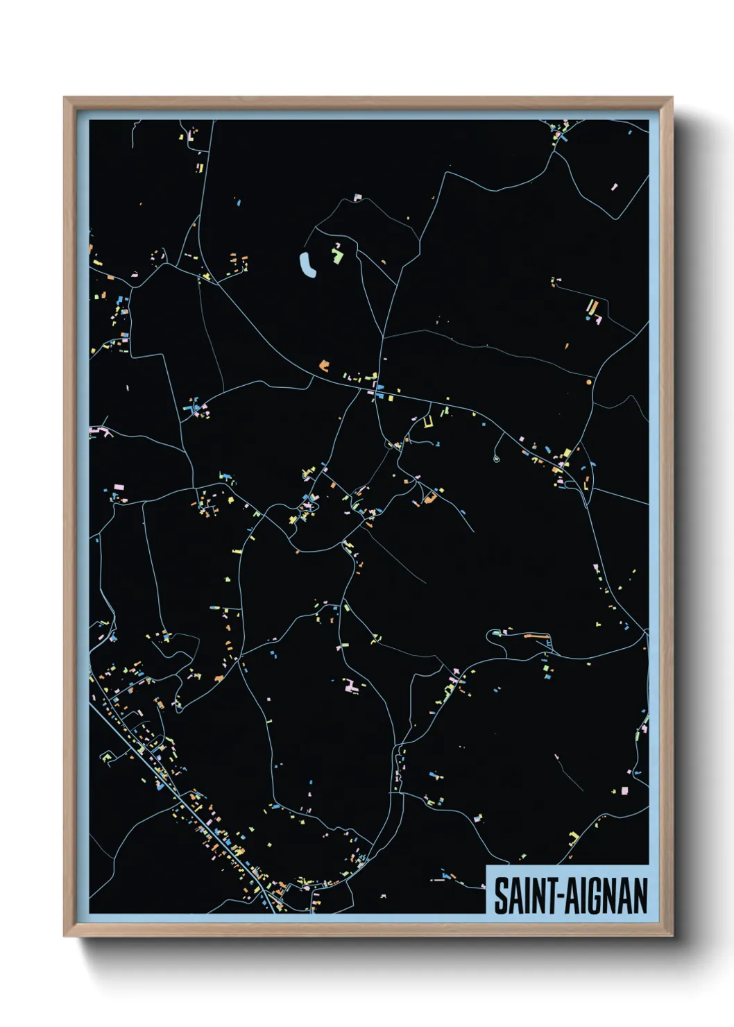 Une affiche de carte sur Saint-Aignan