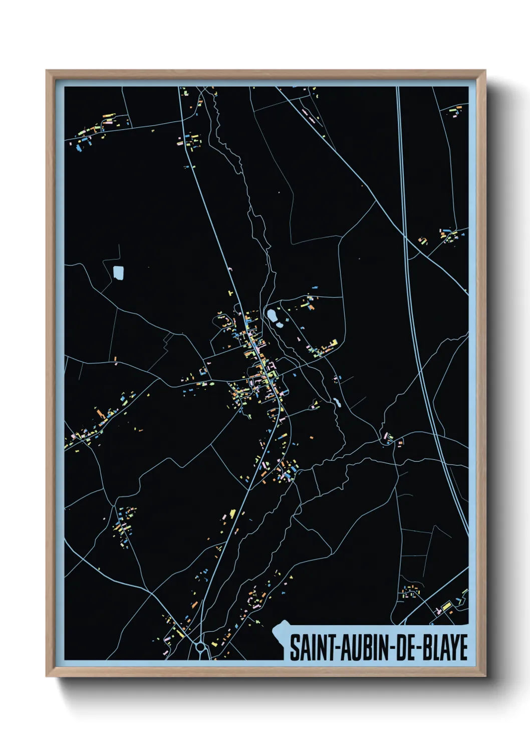 Une affiche de carte sur Saint-Aubin-de-Blaye