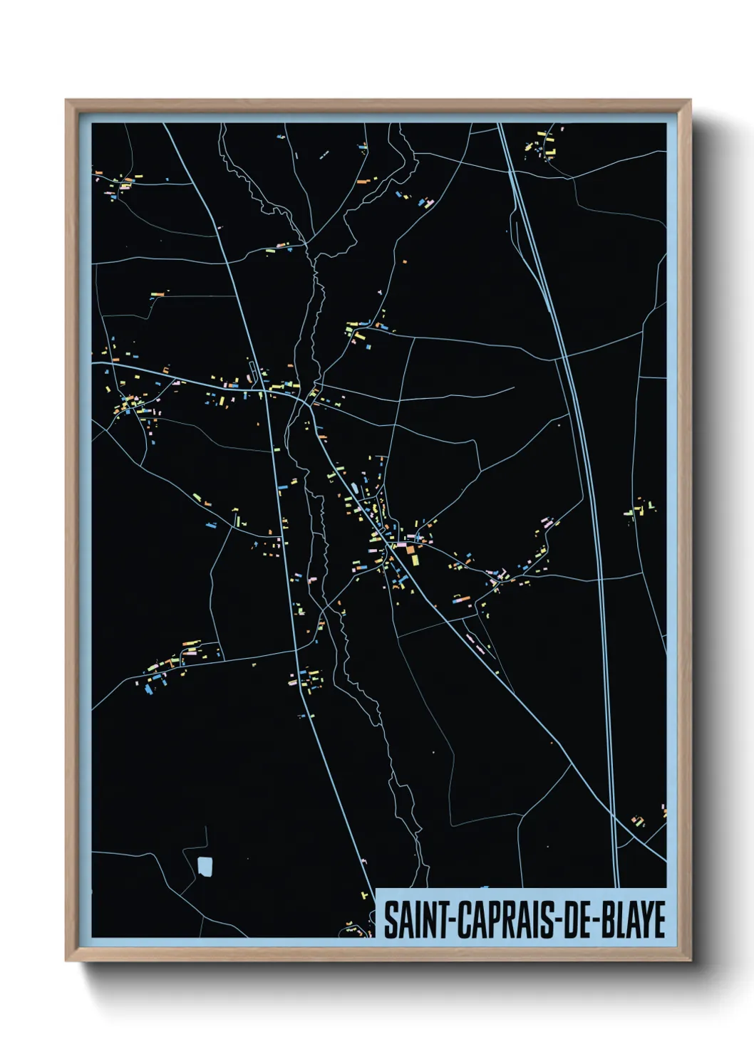 Une affiche de carte sur Saint-Caprais-de-Blaye