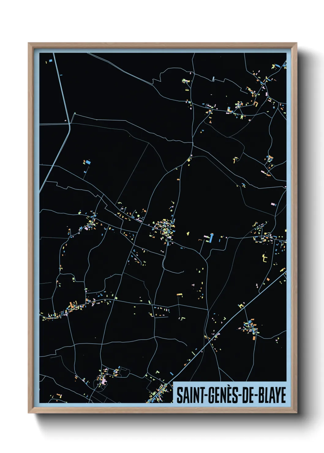 Une affiche de carte sur Saint-Genès-de-Blaye