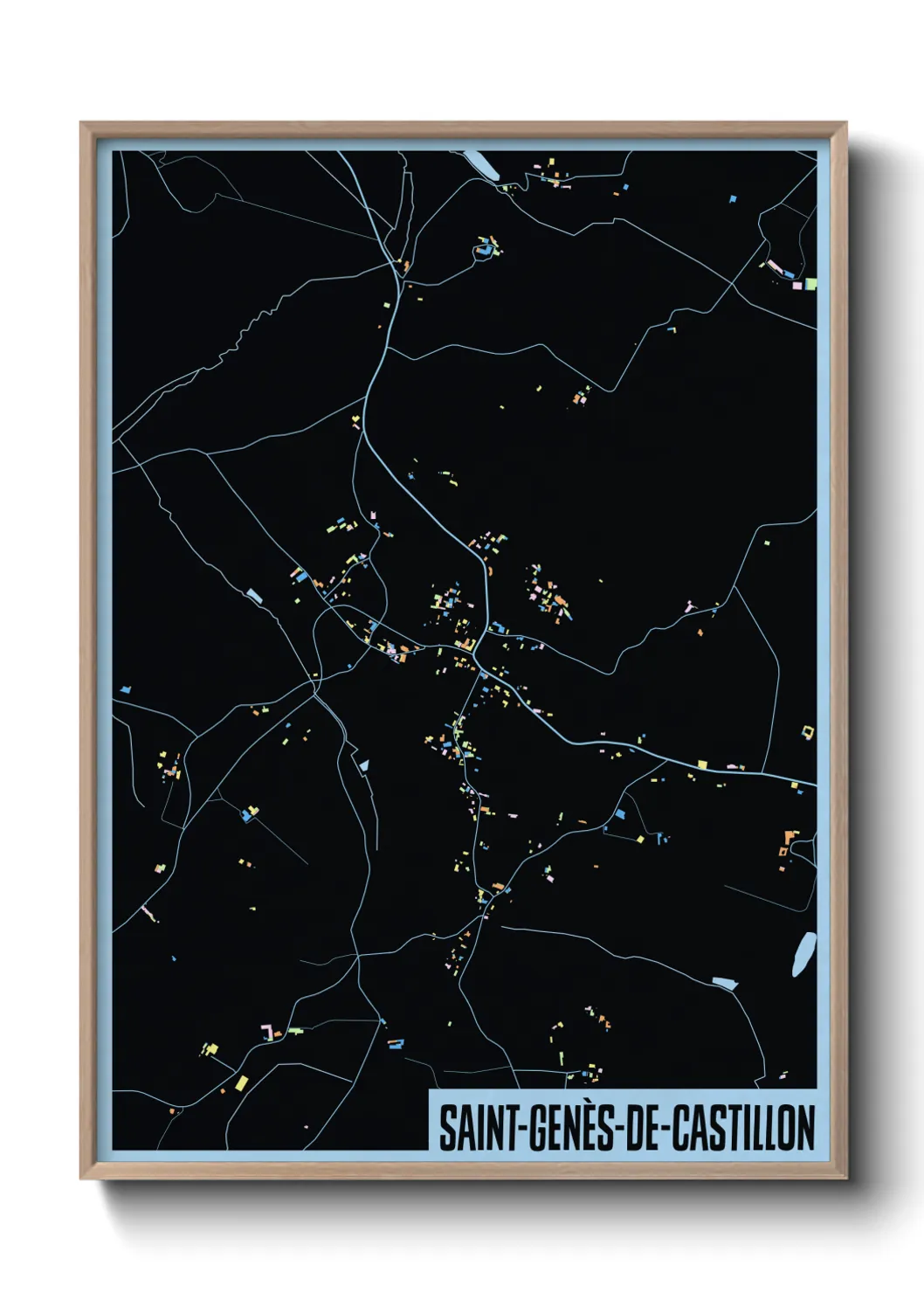 Une affiche de carte sur Saint-Genès-de-Castillon