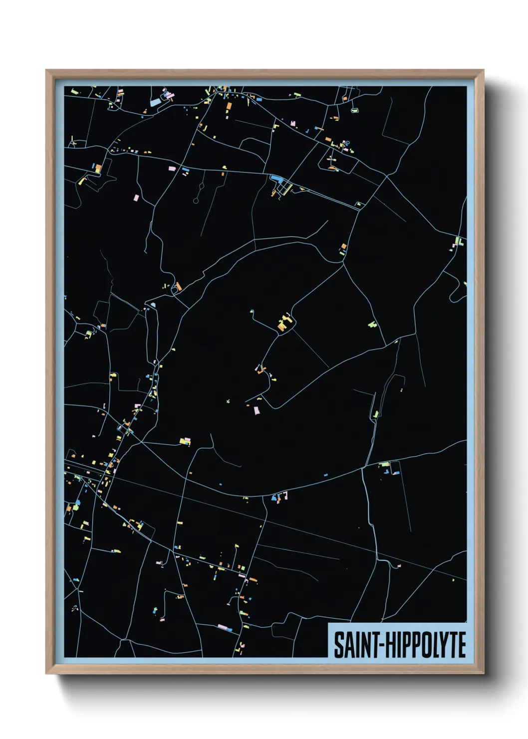 Une affiche de carte sur Saint-Hippolyte