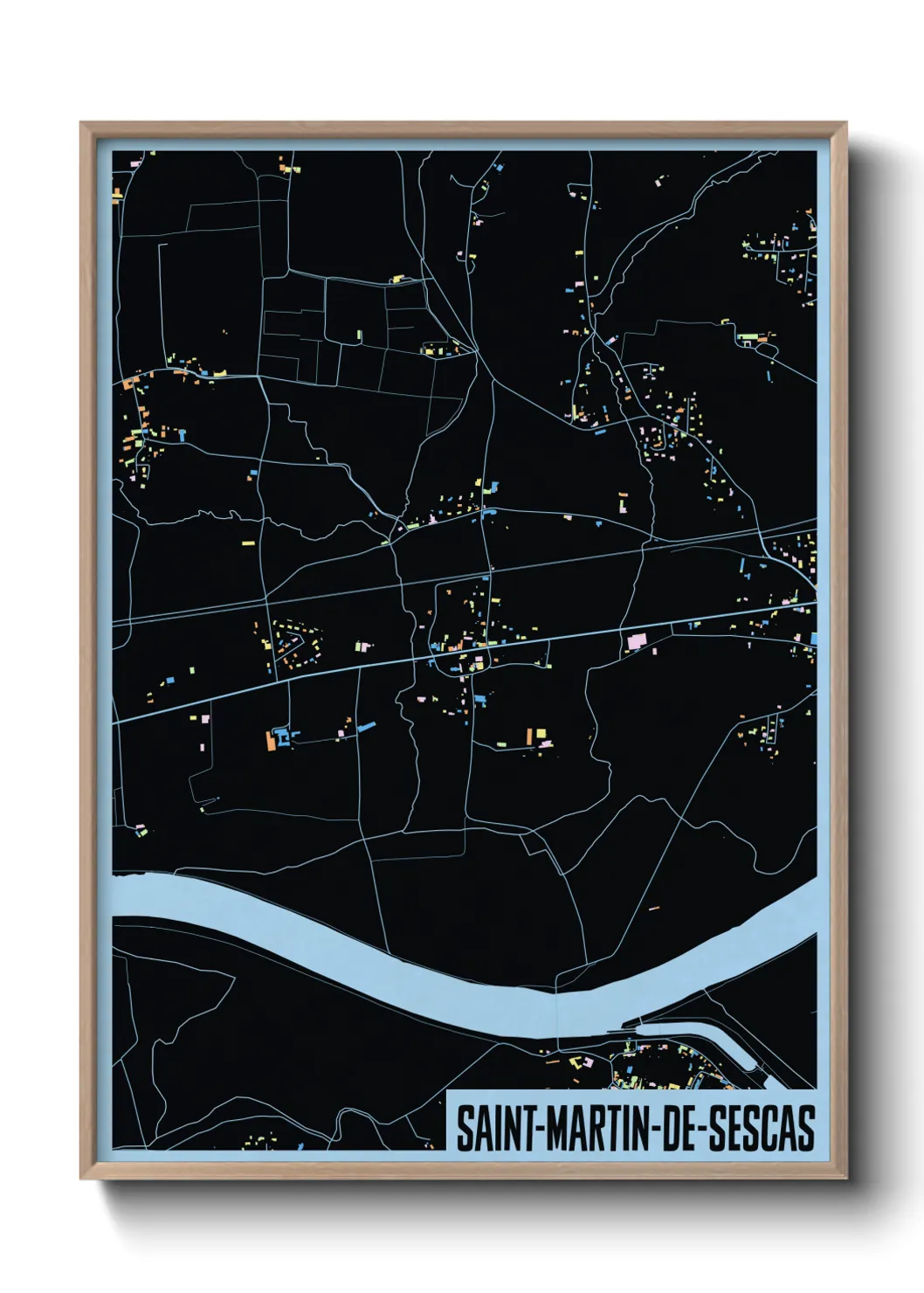 Une affiche de carte sur Saint-Martin-de-Sescas