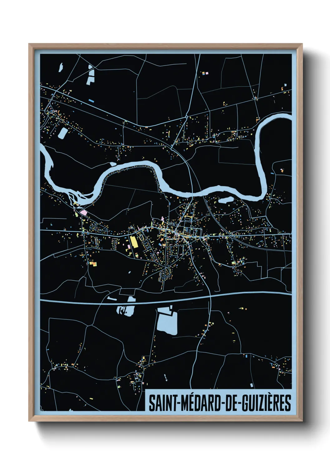 Une affiche de carte sur Saint-Médard-de-Guizières