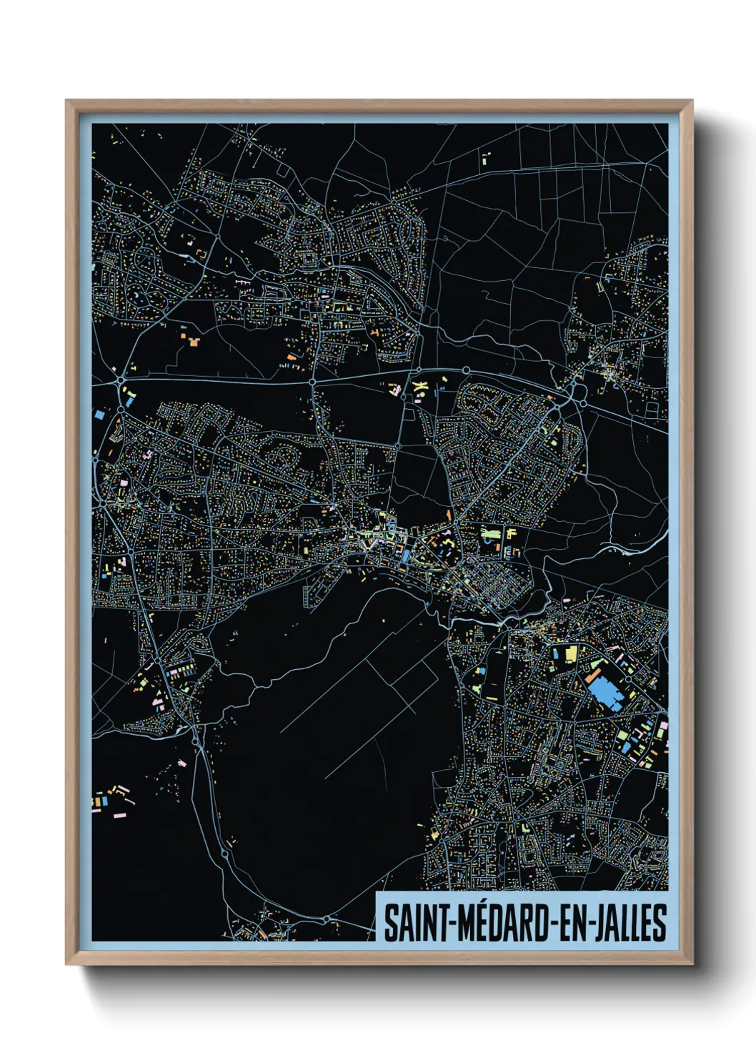 Une affiche de carte sur Saint-Médard-en-Jalles