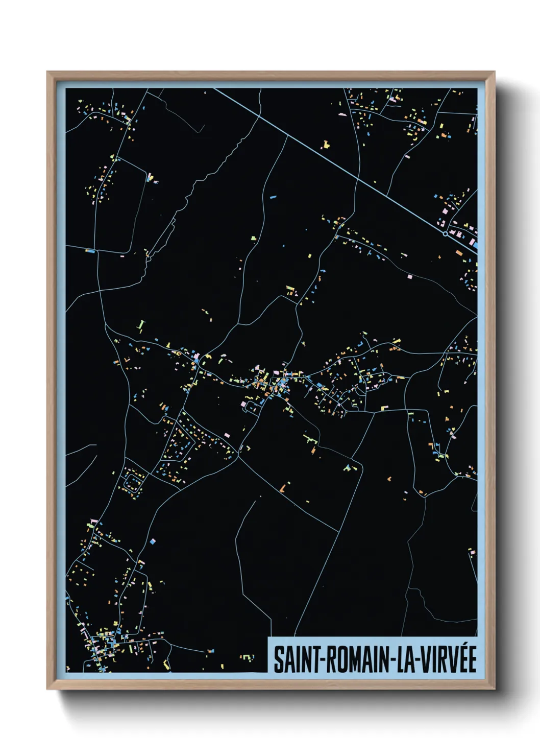 Une affiche de carte sur Saint-Romain-la-Virvée
