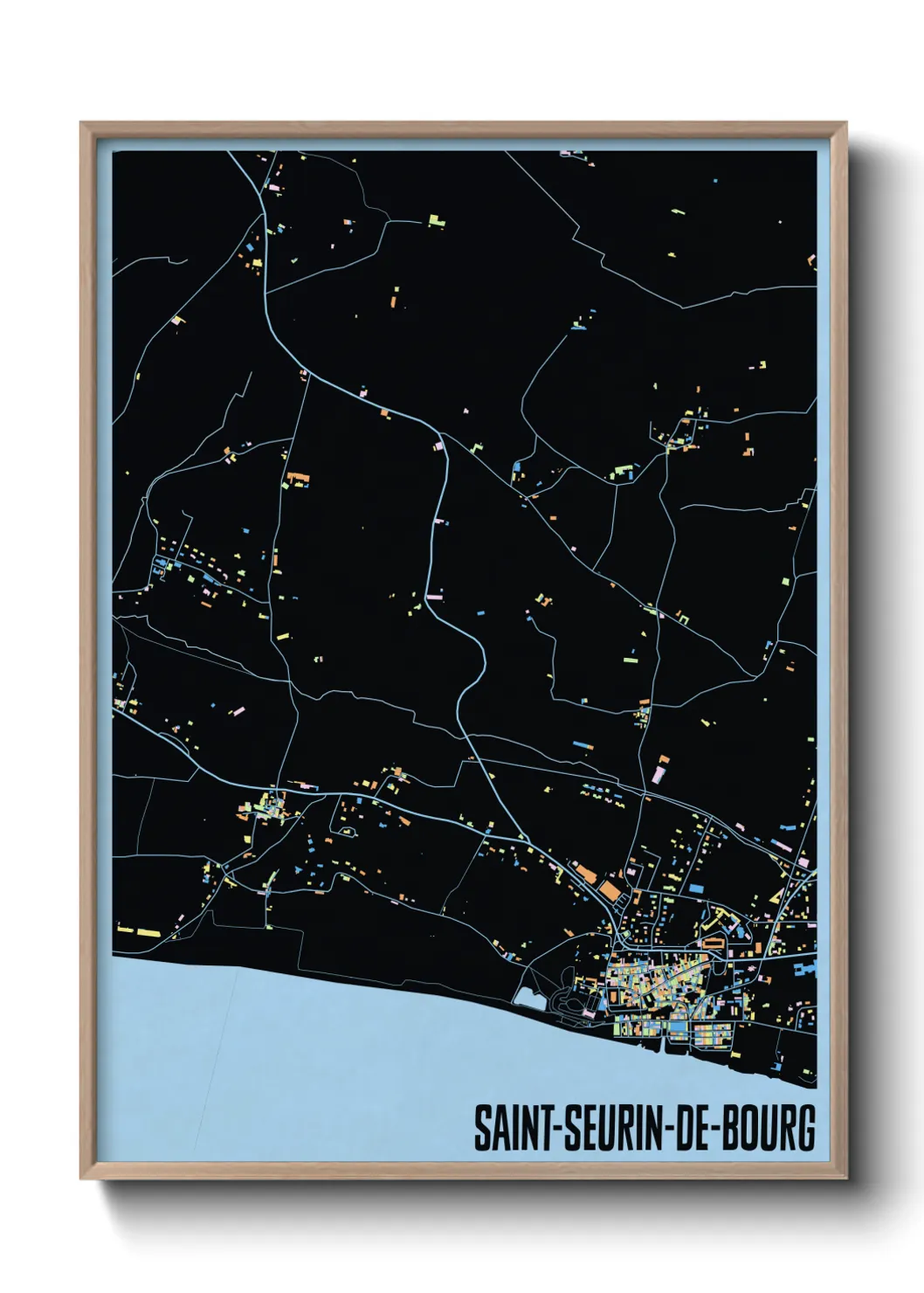 Une affiche de carte sur Saint-Seurin-de-Bourg