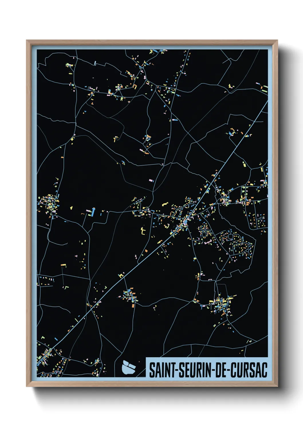 Une affiche de carte sur Saint-Seurin-de-Cursac