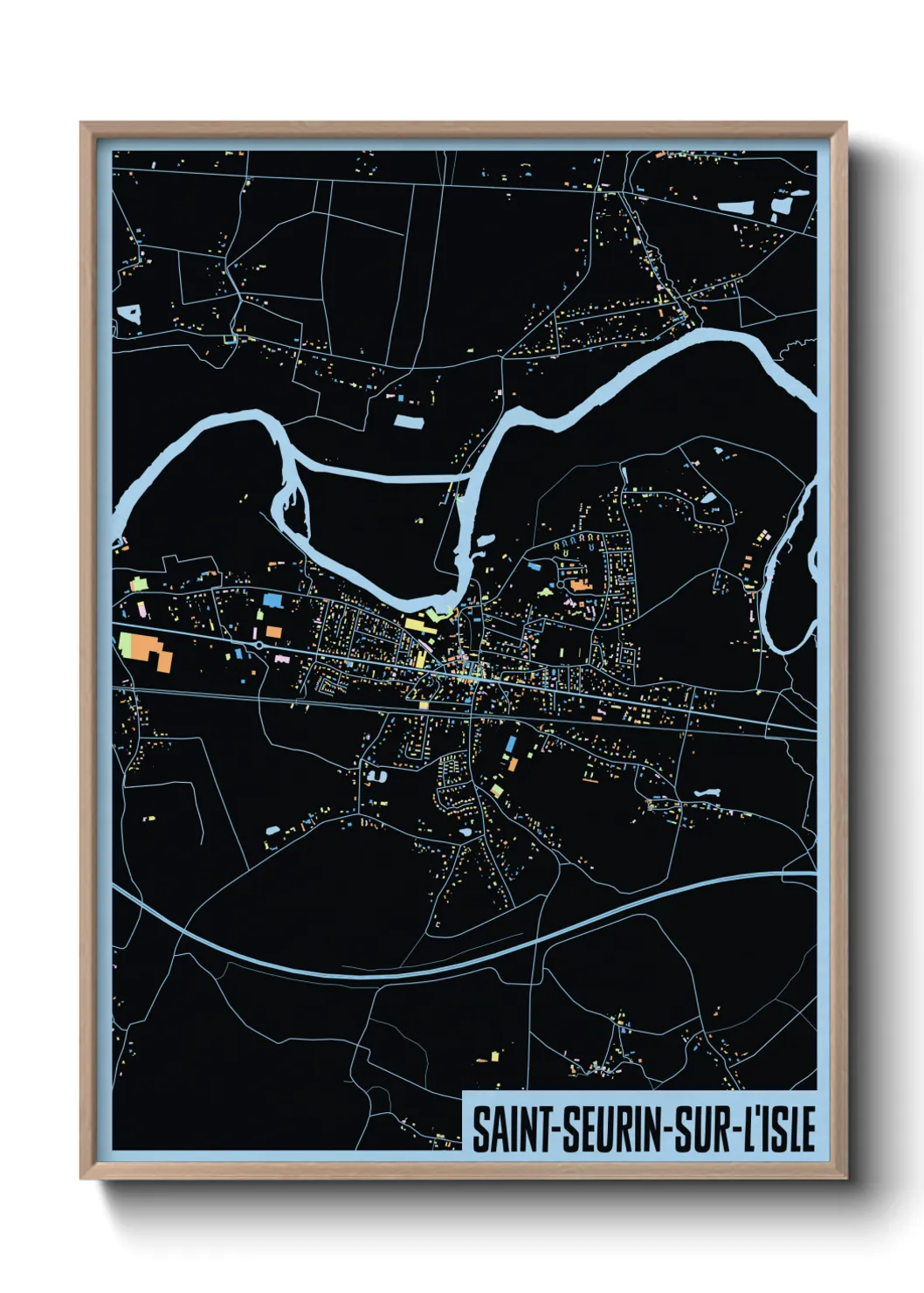 Une affiche de carte sur Saint-Seurin-sur-l'Isle
