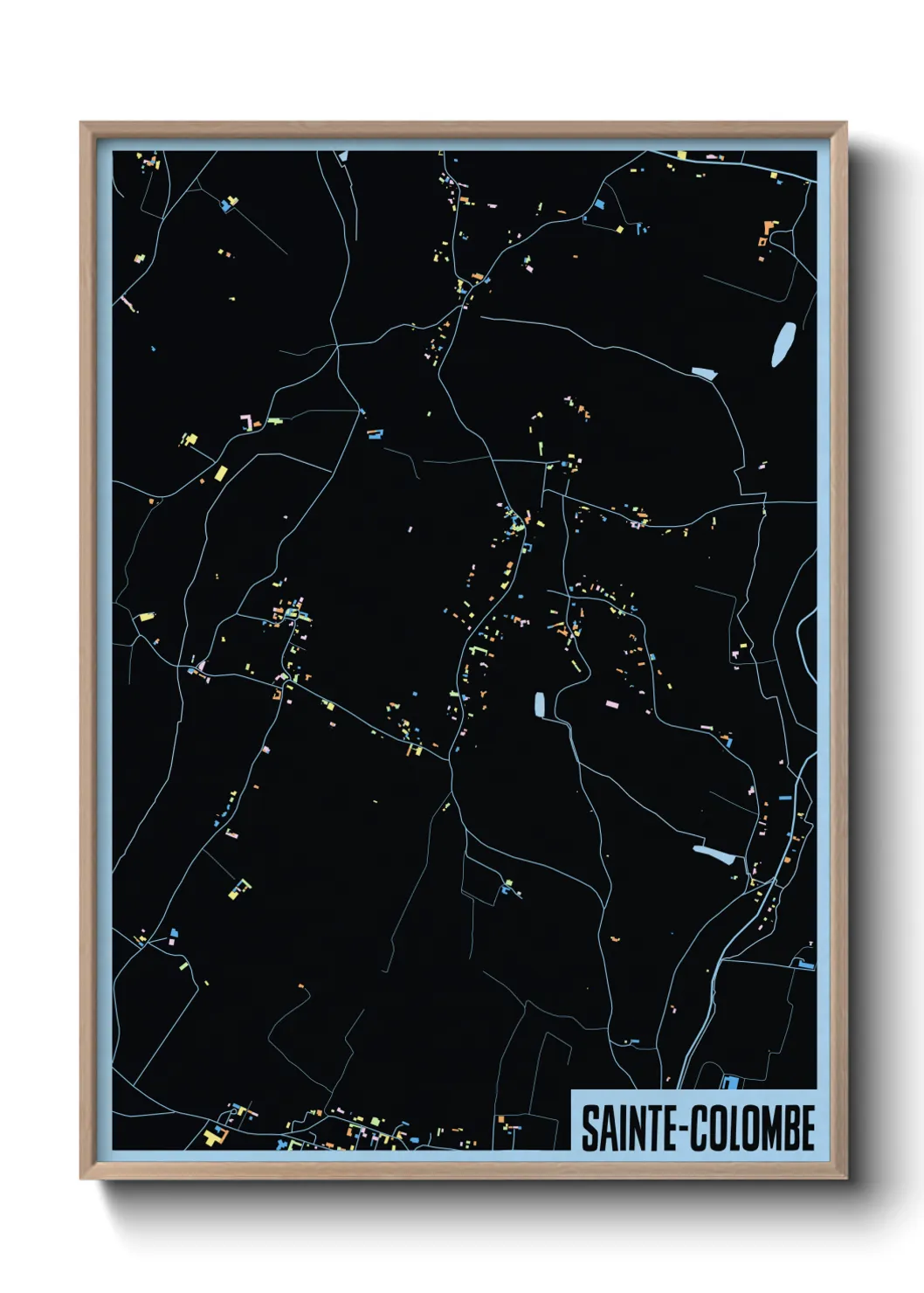 Une affiche de carte sur Sainte-Colombe