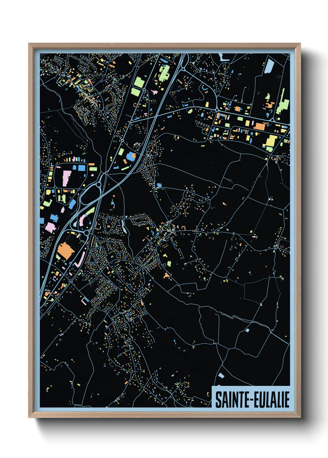 Une affiche de carte sur Sainte-Eulalie