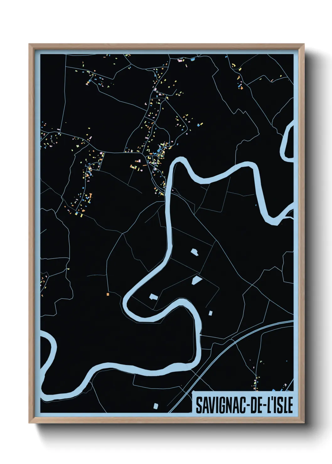 Une affiche de carte sur Savignac-de-l'Isle