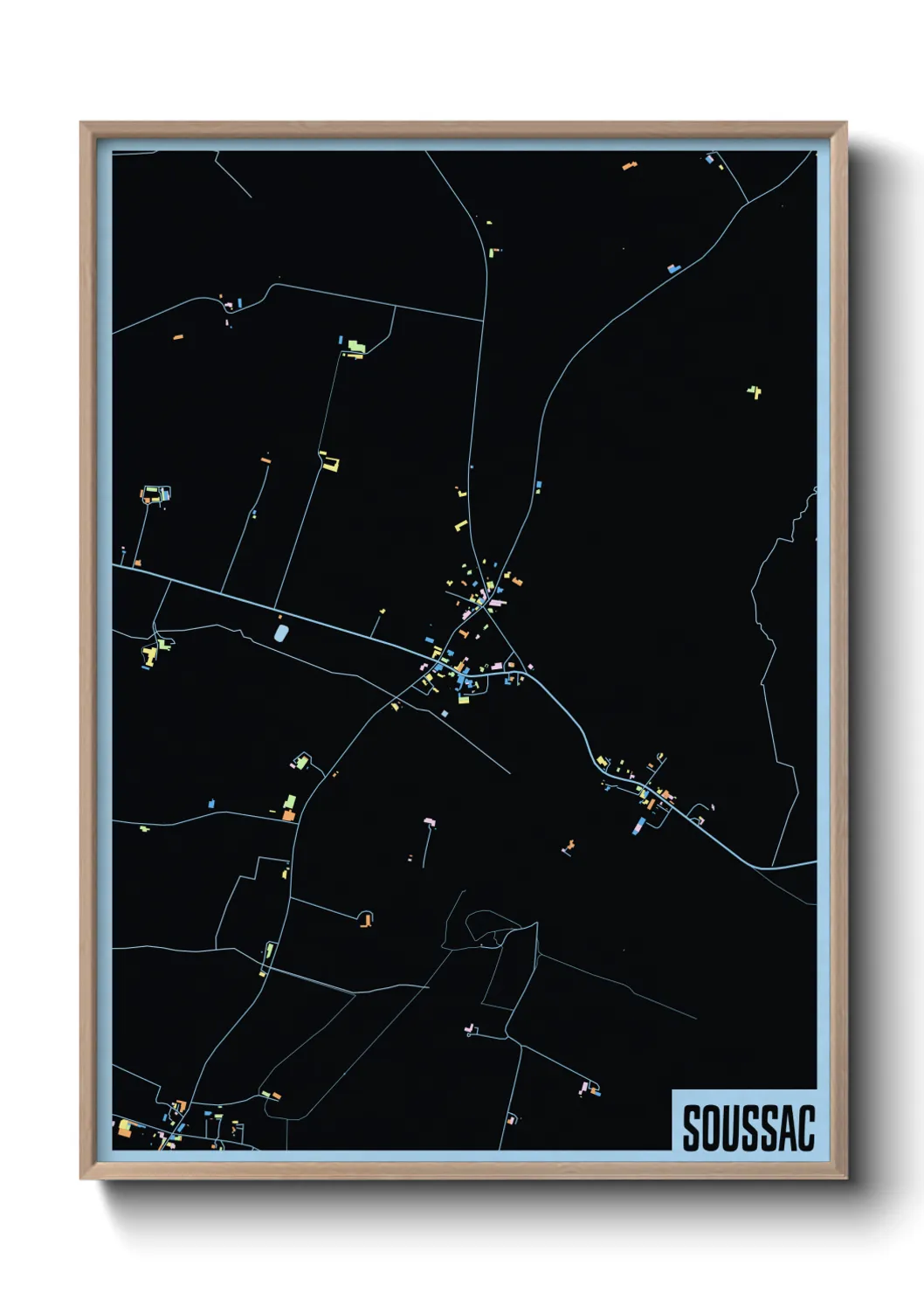 Une affiche de carte sur Soussac