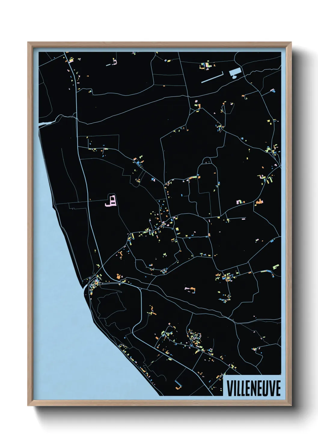 Une affiche de carte sur Villeneuve