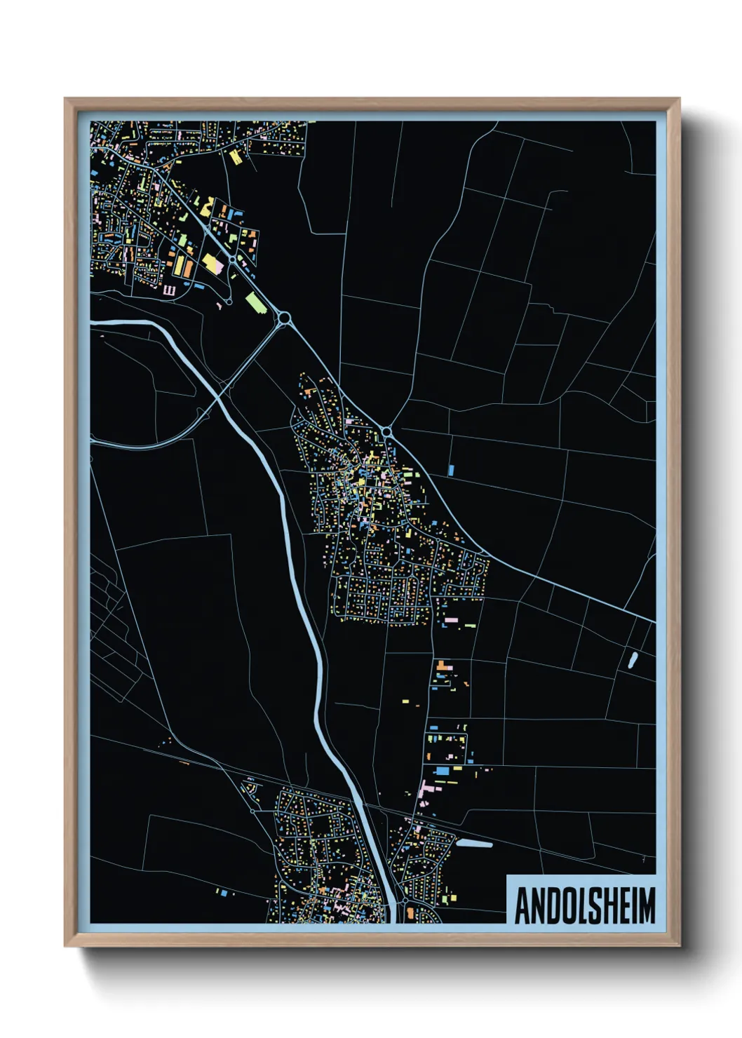 Une affiche de carte sur Andolsheim