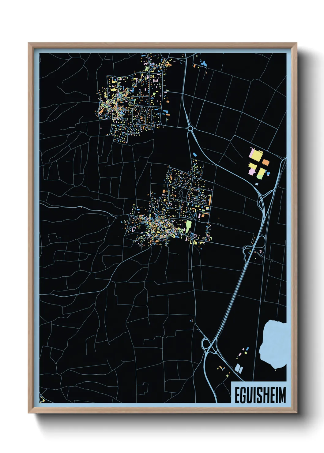 Une affiche de carte sur Eguisheim