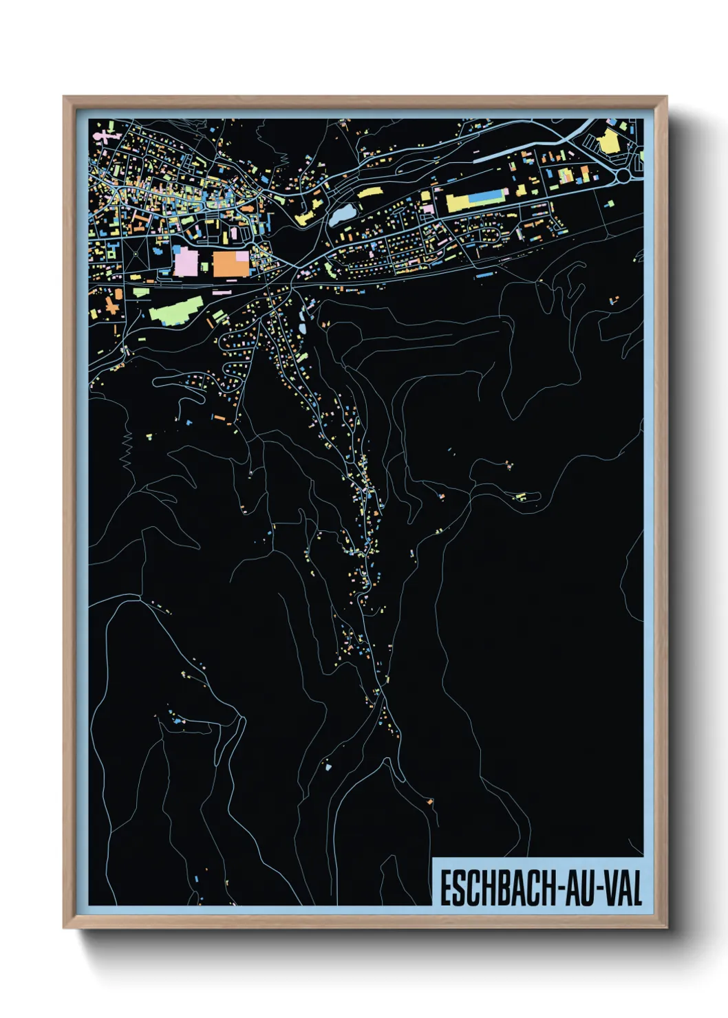 Une affiche de carte sur Eschbach-au-Val