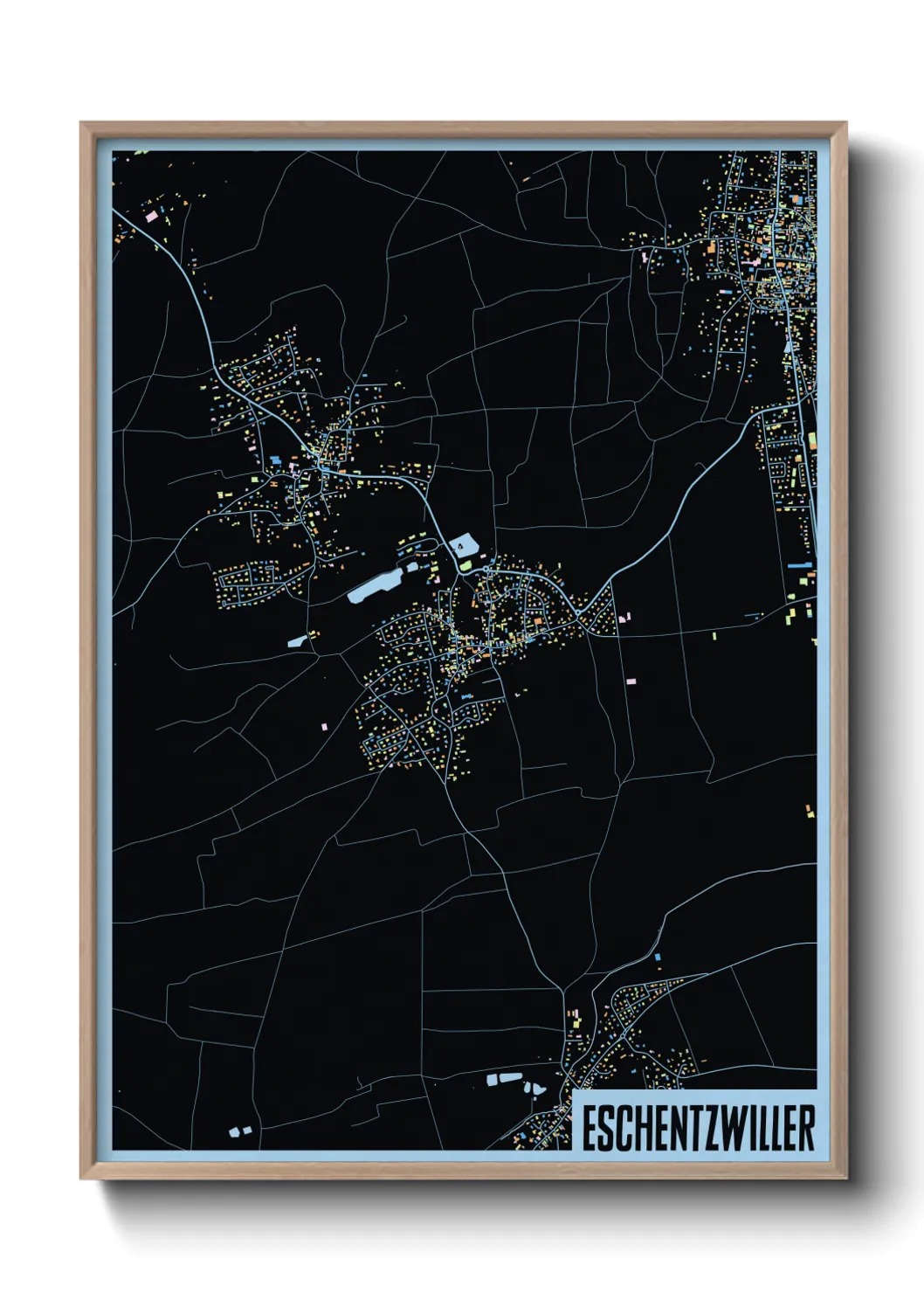 Une affiche de carte sur Eschentzwiller