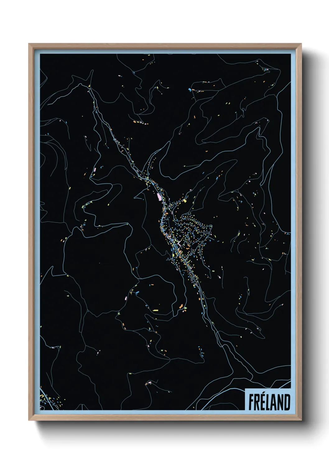 Une affiche de carte sur Fréland