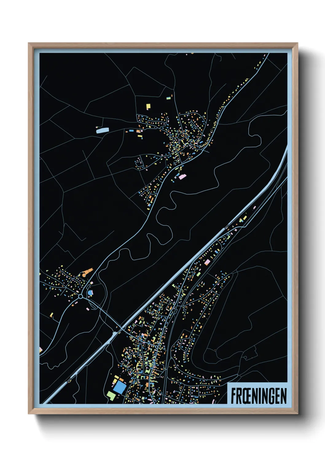 Une affiche de carte sur Frœningen