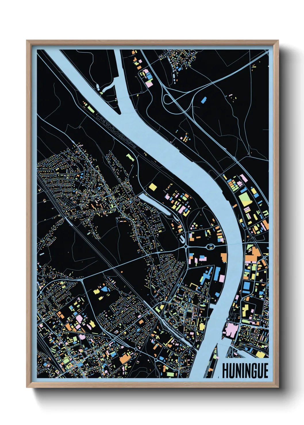 Une affiche de carte sur Huningue