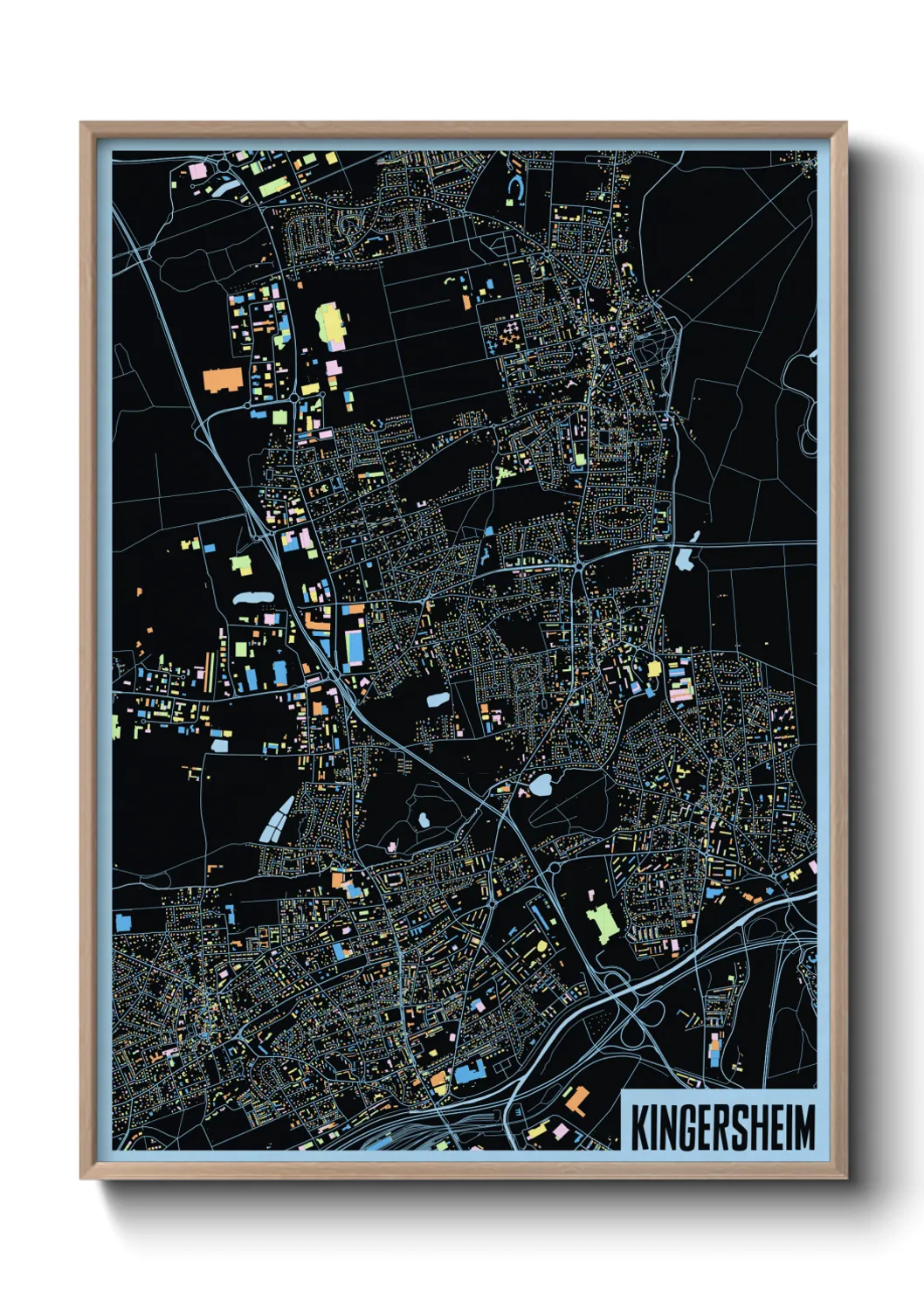 Une affiche de carte sur Kingersheim