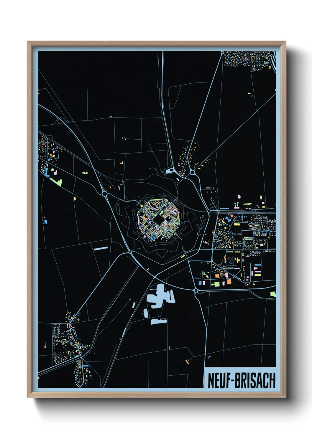 Une affiche de carte sur Neuf-Brisach