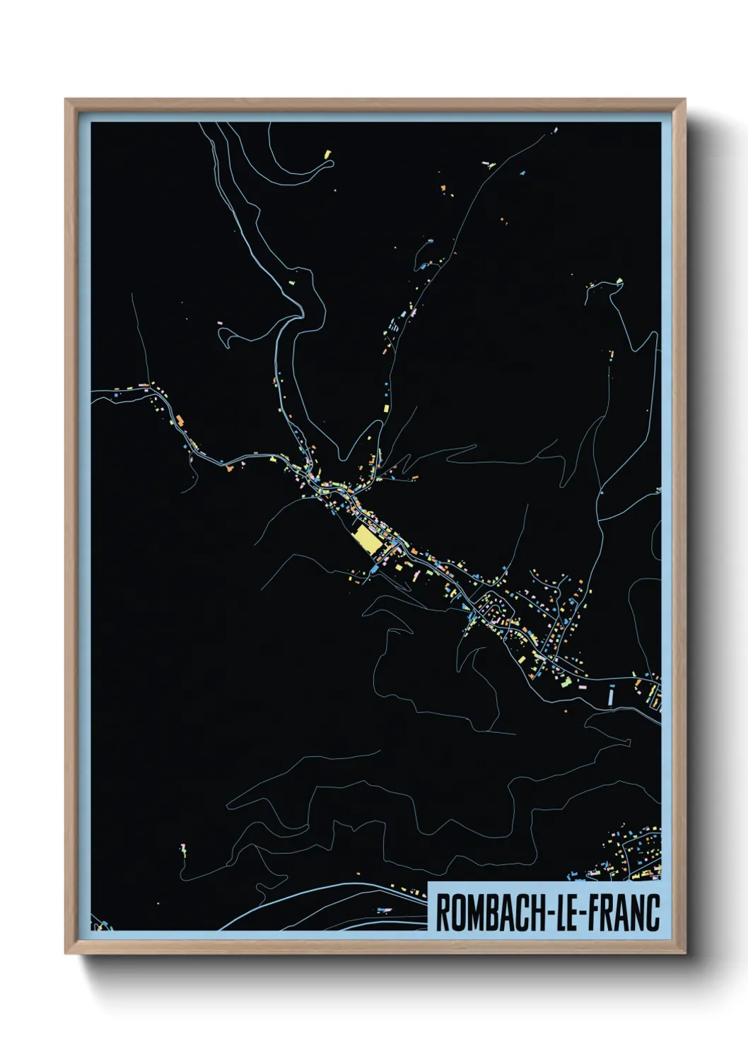 Une affiche de carte sur Rombach-le-Franc