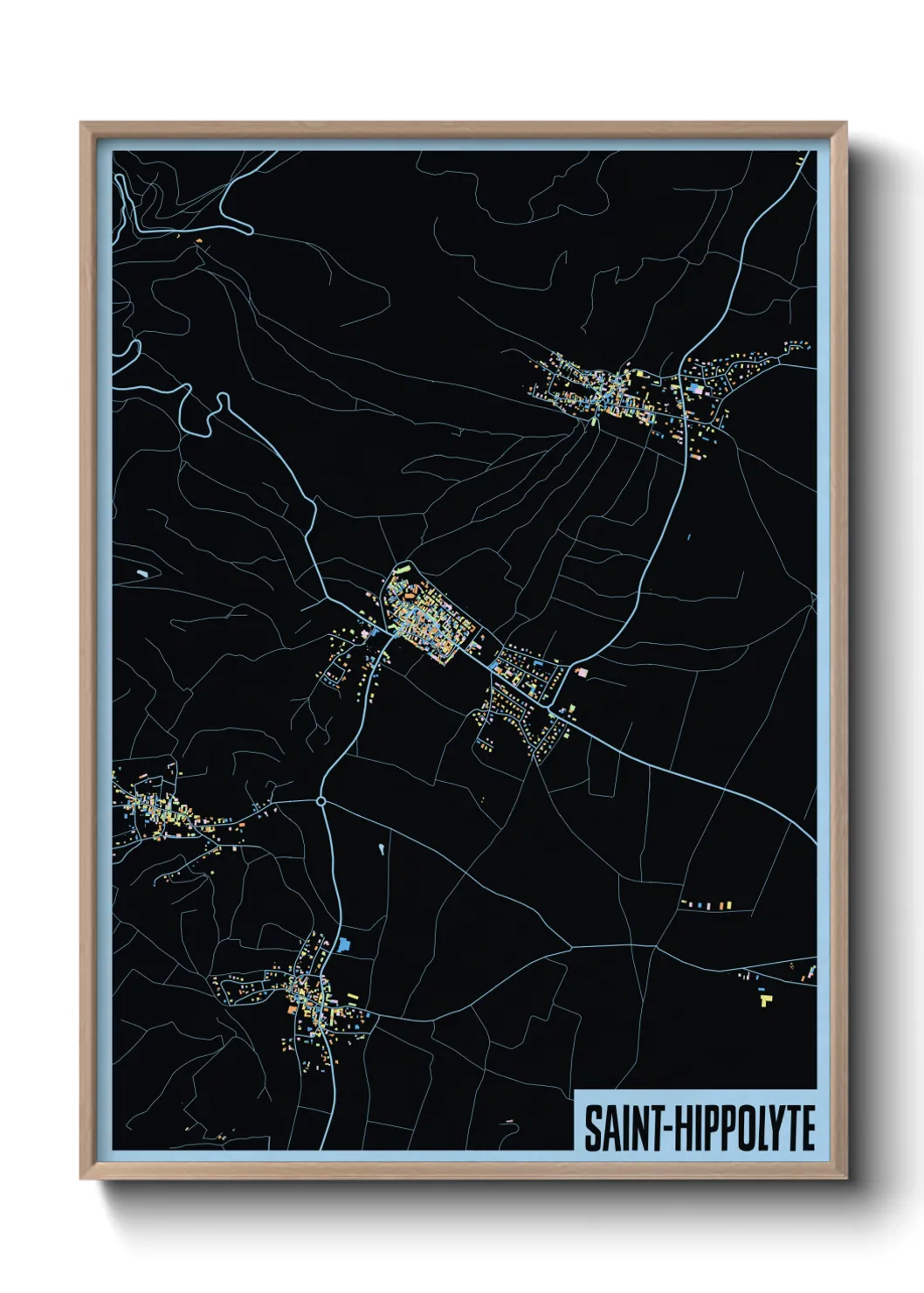 Une affiche de carte sur Saint-Hippolyte