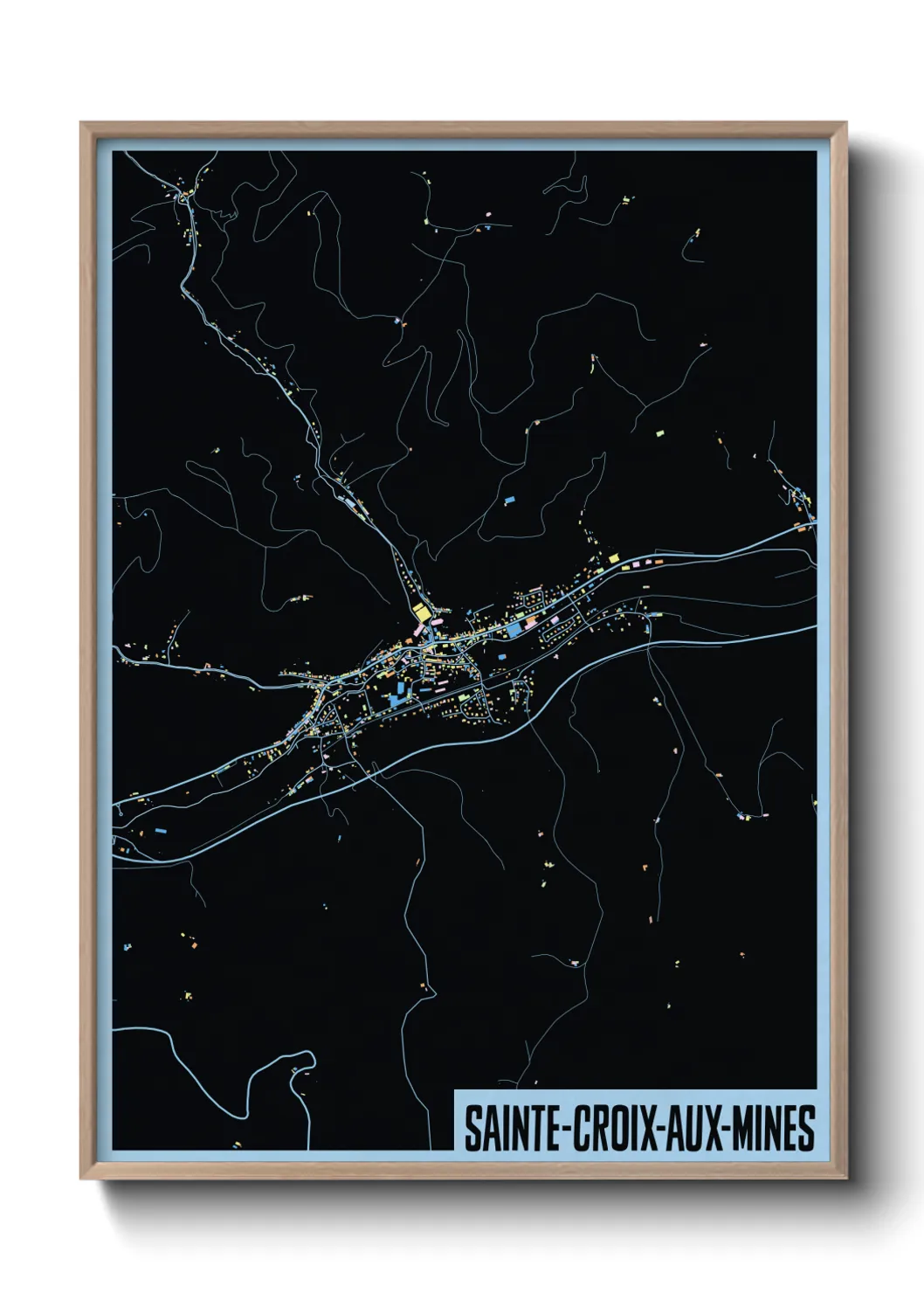 Une affiche de carte sur Sainte-Croix-aux-Mines