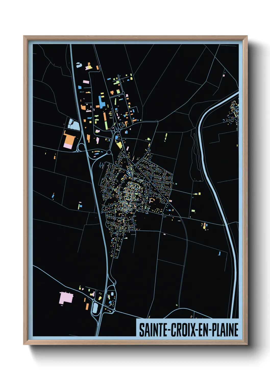 Une affiche de carte sur Sainte-Croix-en-Plaine