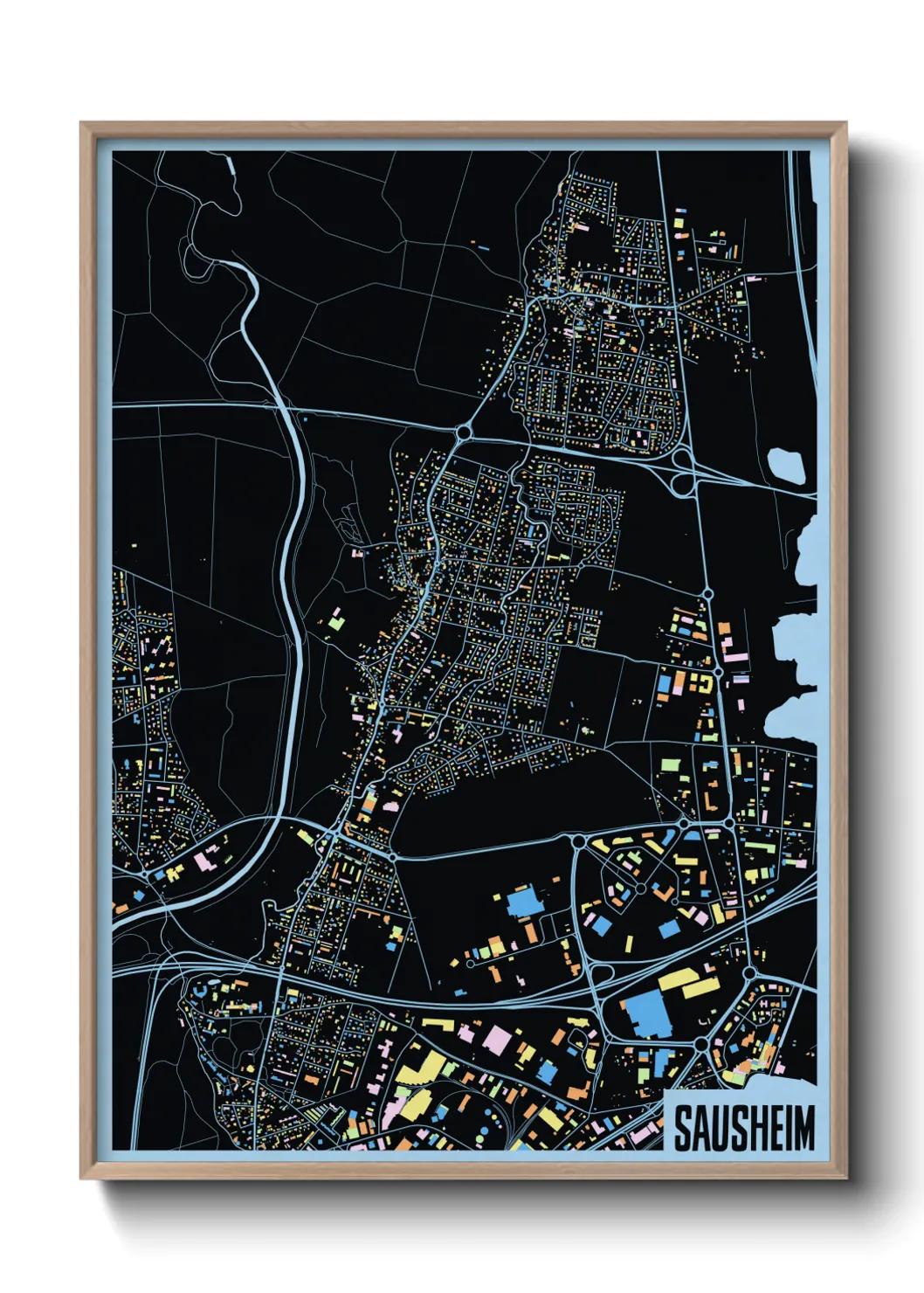 Une affiche de carte sur Sausheim