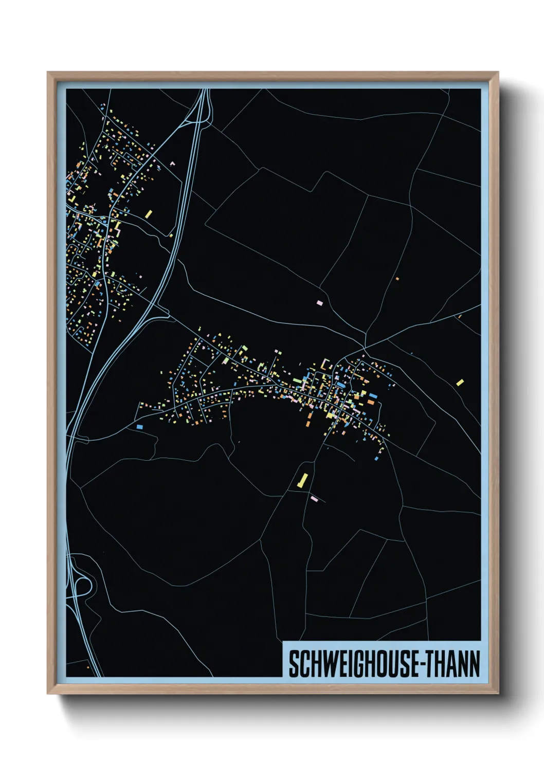 Une affiche de carte sur Schweighouse-Thann