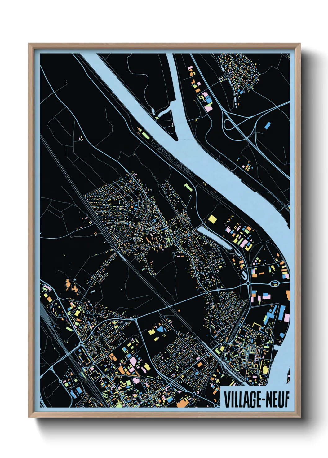 Une affiche de carte sur Village-Neuf