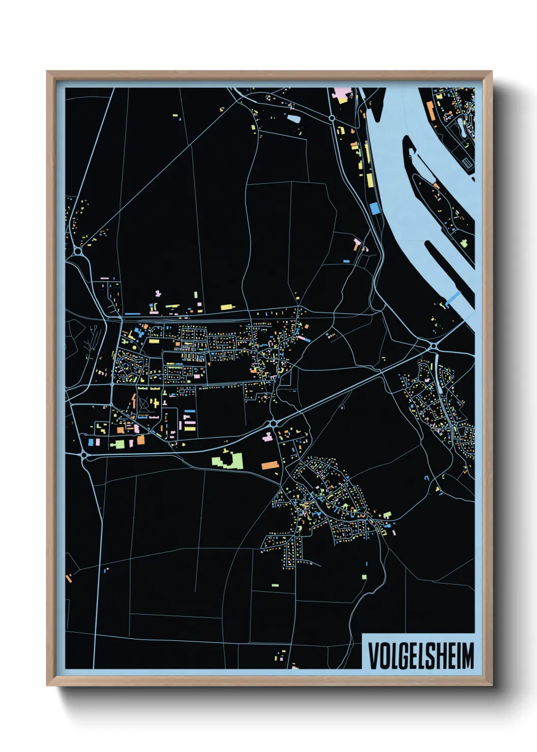 Une affiche de carte sur Volgelsheim